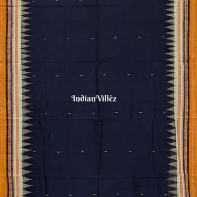 Blue White Yellow Bomkai Sambalpuri Cotton Saree