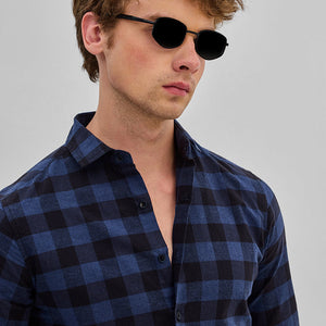 Dark Blue Checks Slim Fit Shirt