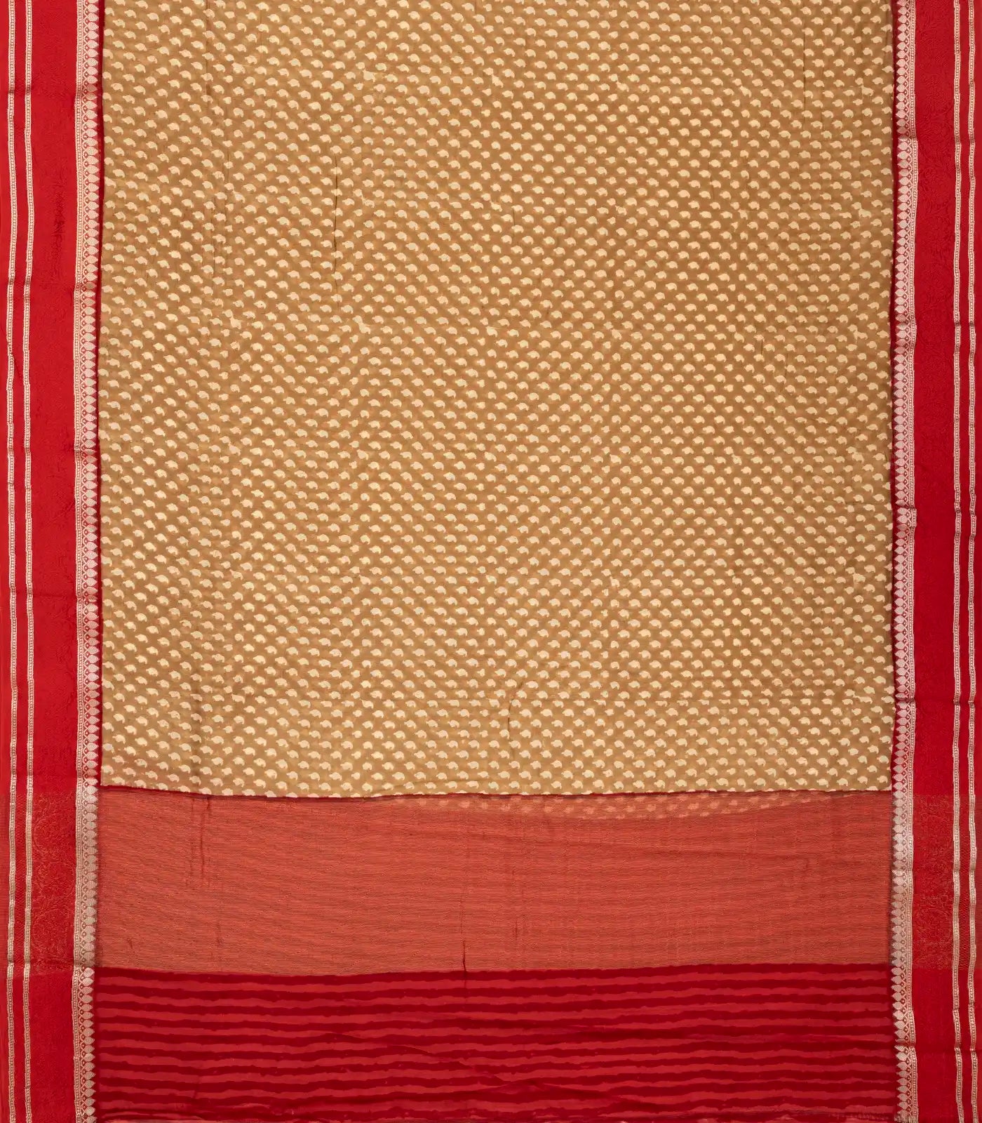 Dark Beige Chanderi Cotton Saree With Printed Mango Motifs