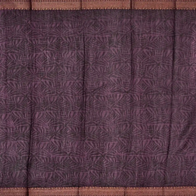 Burgundy Woven Chanderi Cotton Saree With Printed Small Floral Motifs