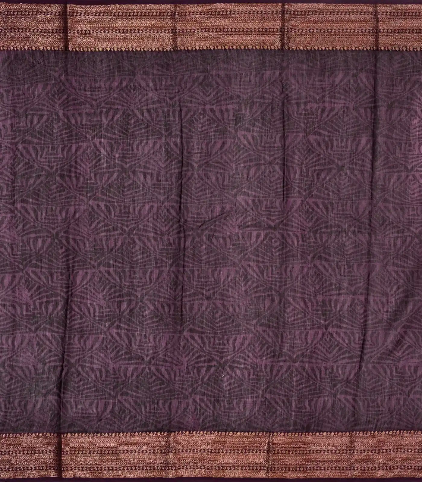 Burgundy Woven Chanderi Cotton Saree With Printed Small Floral Motifs