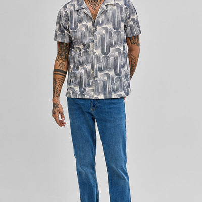 Blue Abstract Box Fit Shirt
