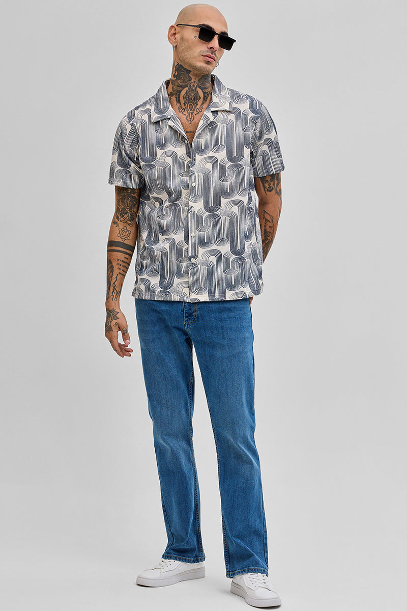 Blue Abstract Box Fit Shirt