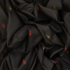 Black Handloom Uppada Silk Saree With Floral Buttas & Zari Border