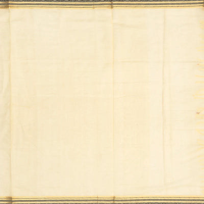 Cream Handloom Silk Cotton Saree With Elephant Buttas