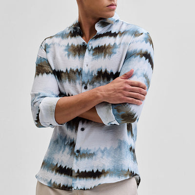 Light Blue Textured Abstract Shirt