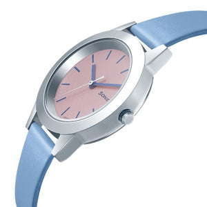 Splash Pink Dial Sky Blue leather Strap