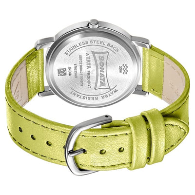 Play White Dial & Green Leather Strap