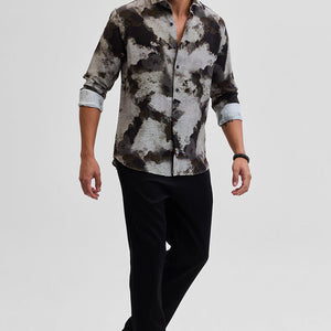 Dark Brown Textured Abstract Shirt
