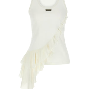 Alexander McQueen Silk Ruffle Tank Top
