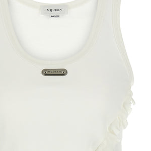 Alexander McQueen Silk Ruffle Tank Top