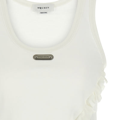 Alexander McQueen Silk Ruffle Tank Top