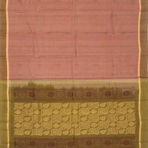 Dusty Pink Handloom Village Cotton Saree With Floral Meenakari Buttas