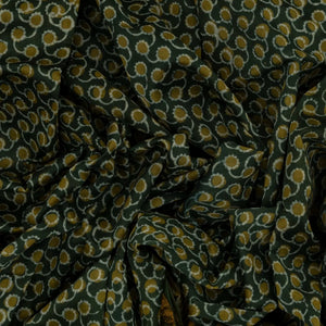 Sea Green Handloom Chanderi Cotton Saree With Printed Floral Motifs