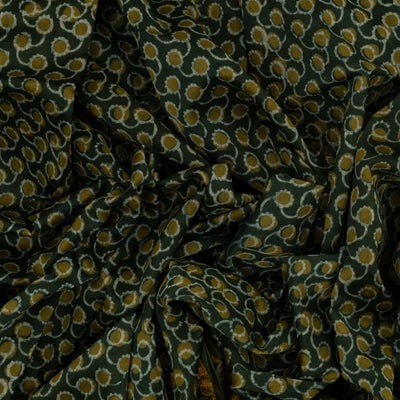 Sea Green Handloom Chanderi Cotton Saree With Printed Floral Motifs