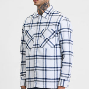 White Checks Relaxed Fit Overshirt
