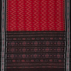 Crimson Handwoven Orissa Cotton Saree With Tie & Dye Floral Motifs