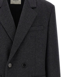 Saint Laurent Double-face Combed Wool Coat