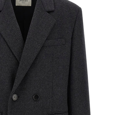 Saint Laurent Double-face Combed Wool Coat