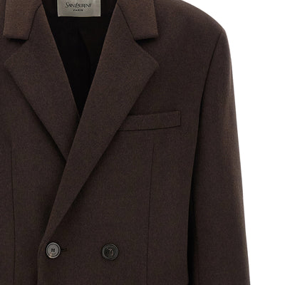 Saint Laurent Double-face Combed Wool Coat
