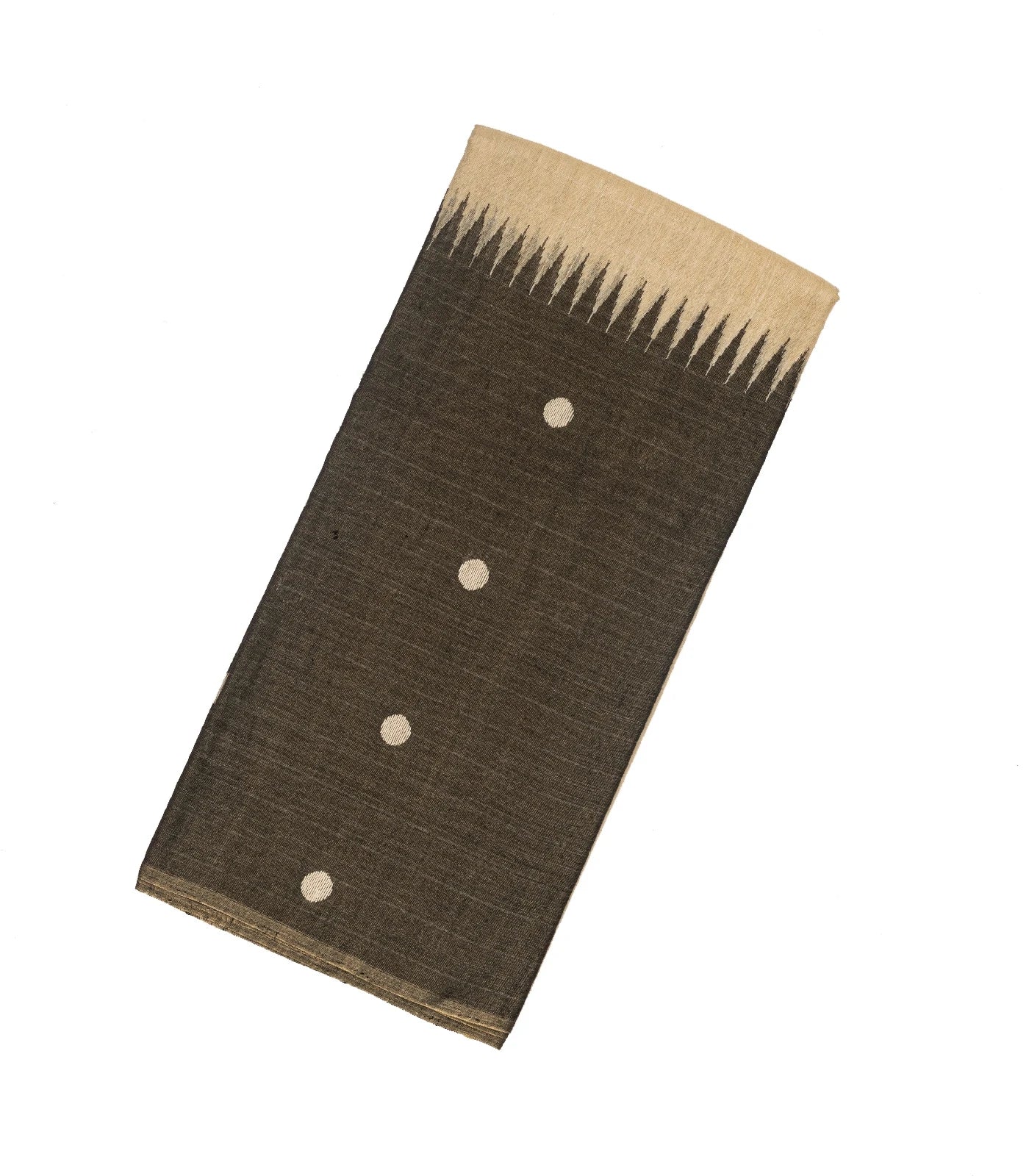 Cream Handloom Tissue Saree With Long Brown Border