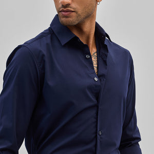 Dark Blue Slim Fit Stretch Shirt
