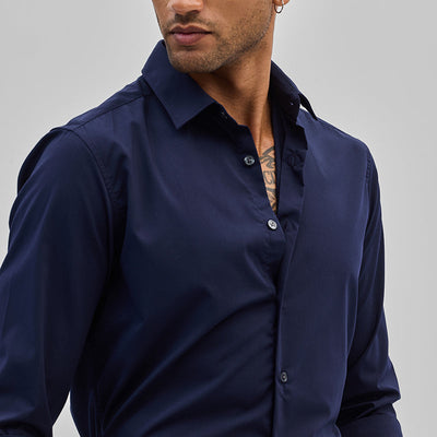 Dark Blue Slim Fit Stretch Shirt