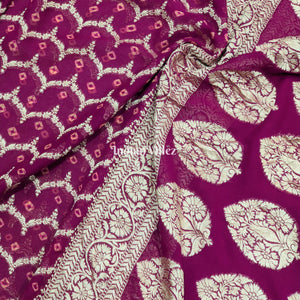 Magenta Georgette Banarasi Bandhani Silk Saree