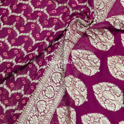 Magenta Georgette Banarasi Bandhani Silk Saree