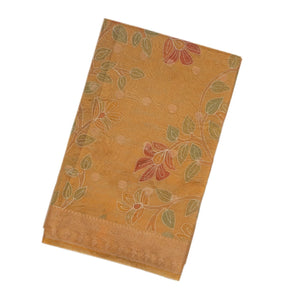 Beige Woven Banarasi Crushed Tissue Saree With Embroidery