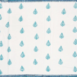 White Woven Jaipur Cotton Saree Printed With Blue Flower  Motifs