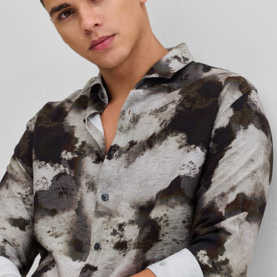 Dark Brown Textured Abstract Shirt