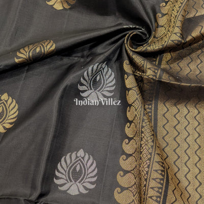 Black South Handloom Kanjivaram Soft Silk Saree