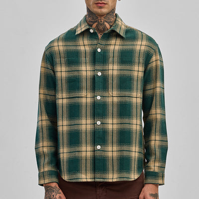 Dark Green Flannel Checks Slim Fit Shirt