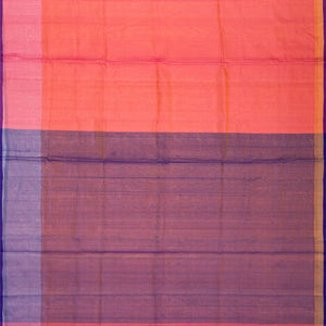 Peach Handloom Uppada Plain Silk Saree With Blue Border