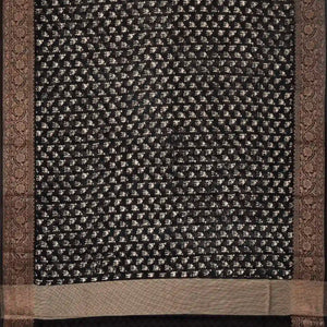 Black Woven Chanderi Cotton Saree Printed With Camel Motifs