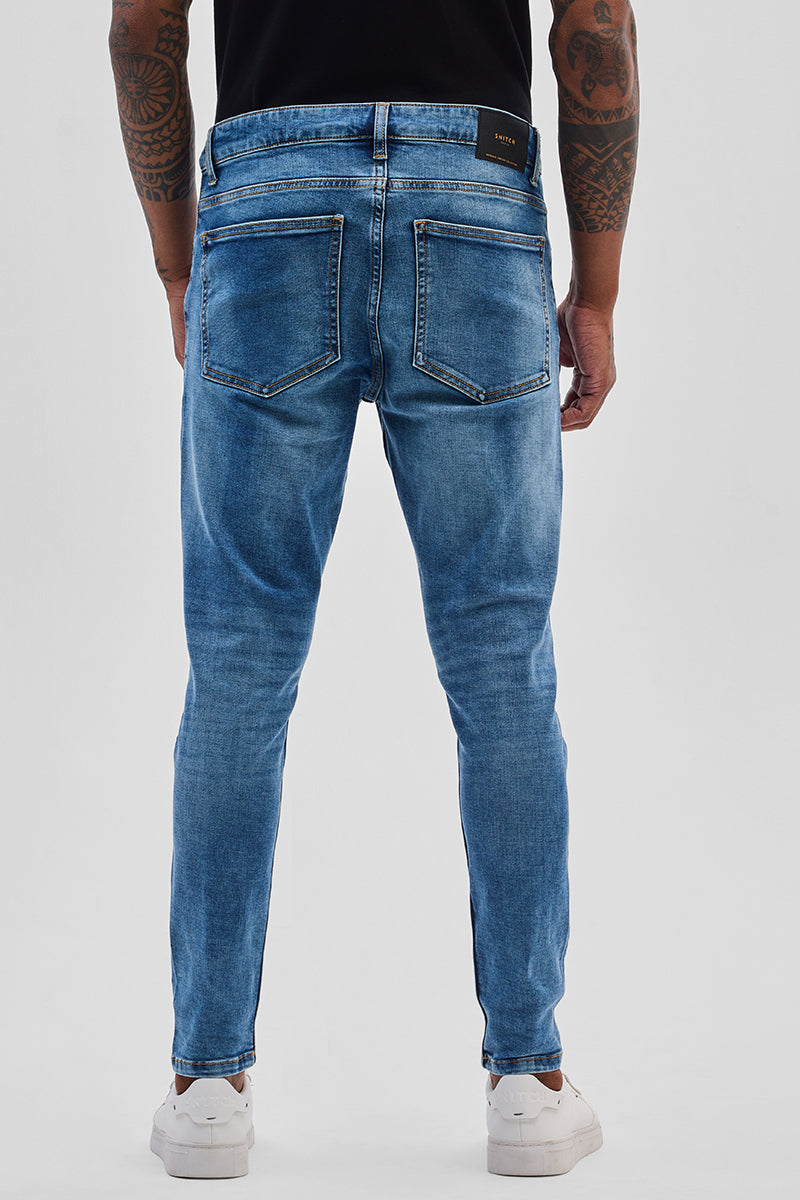 Blue Distressed Skinny Fit Jeans