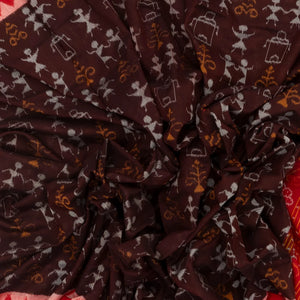 Brown Orissa Cotton Saree With Tie & Dye Motifs