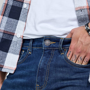 Dark Blue Tapered Fit Jeans