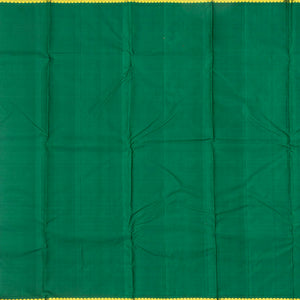 Mustard Handloom Kanchipuram Korvai Silk Saree With Green Border