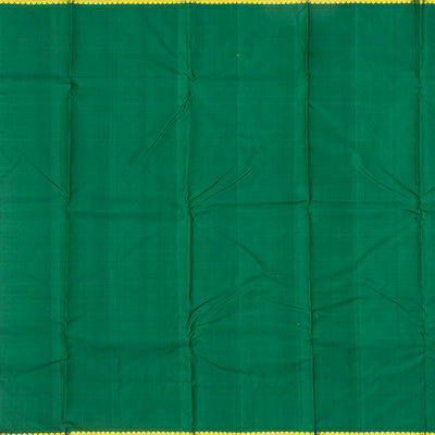 Mustard Handloom Kanchipuram Korvai Silk Saree With Green Border