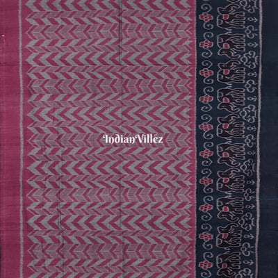 Charcoal Mauve Sambalpuri Ikat Cotton Saree