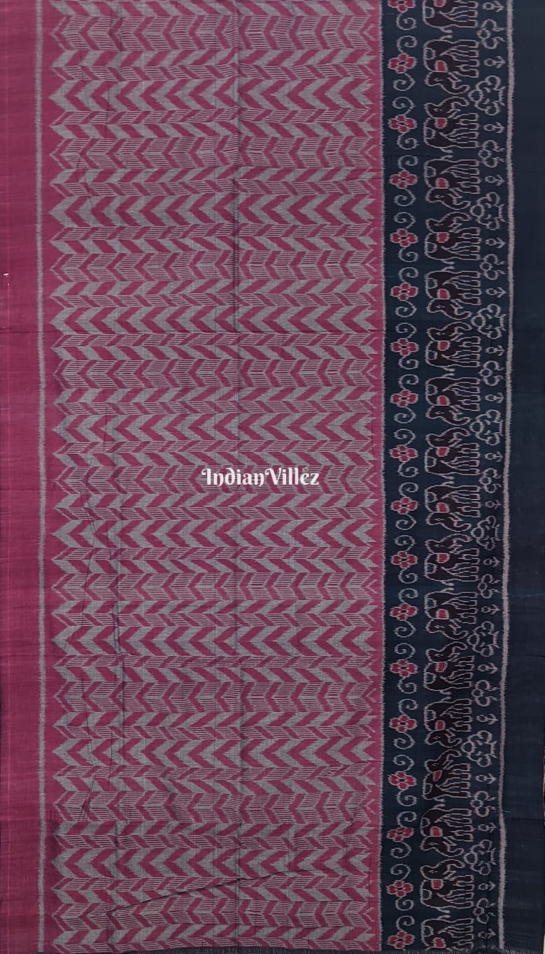 Charcoal Mauve Sambalpuri Ikat Cotton Saree