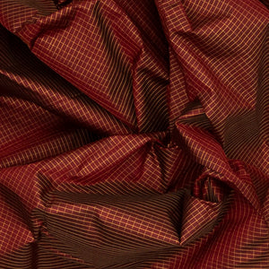 Maroon Handloom Kanchipuram Silk Saree With Zari Checks