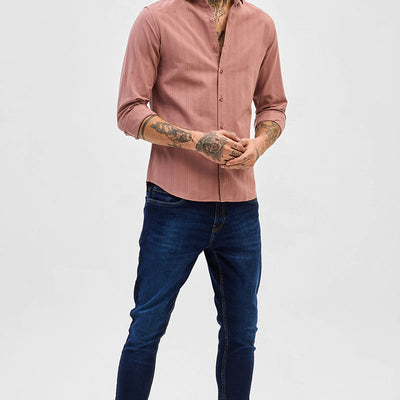 Mauve Slim Fit Stripes Shirt