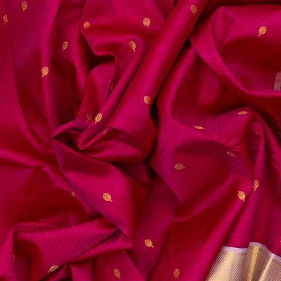 Pink Handloom Kanchipuram Korvai Silk Saree With Lavender Border