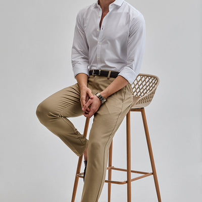 White Solid Stretch Shirt