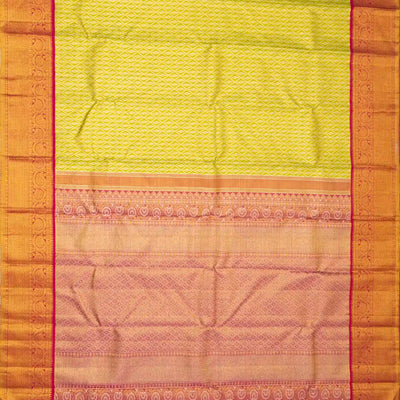 Green Handloom Kanchipuram Tissue Silk Saree With Diamond Motifs