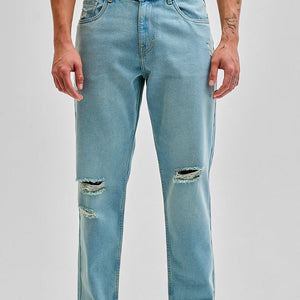 Light Blue Distressed Baggy Fit Jeans