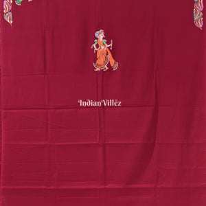 Maroon Nartaki Pattachitra Art Kurti Cotton Dress Material